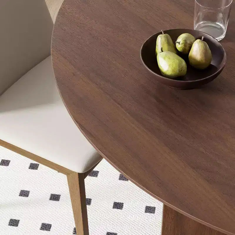 Table de salle à manger ovale sur pied | Table de cuisine en bois d'hévéa pour 6 personnes