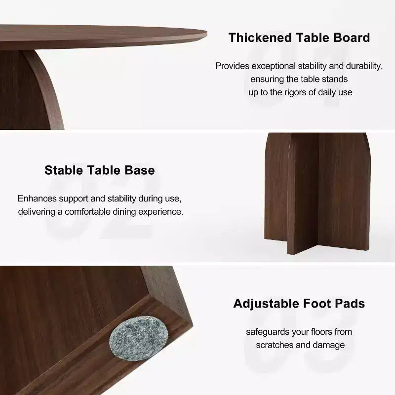 Table de salle à manger ovale sur pied | Table de cuisine en bois d'hévéa pour 6 personnes