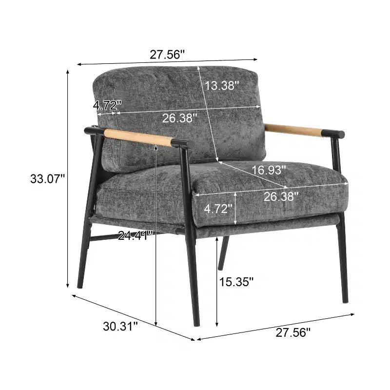Chaise d'appoint moderne rembourrée en bois et métal