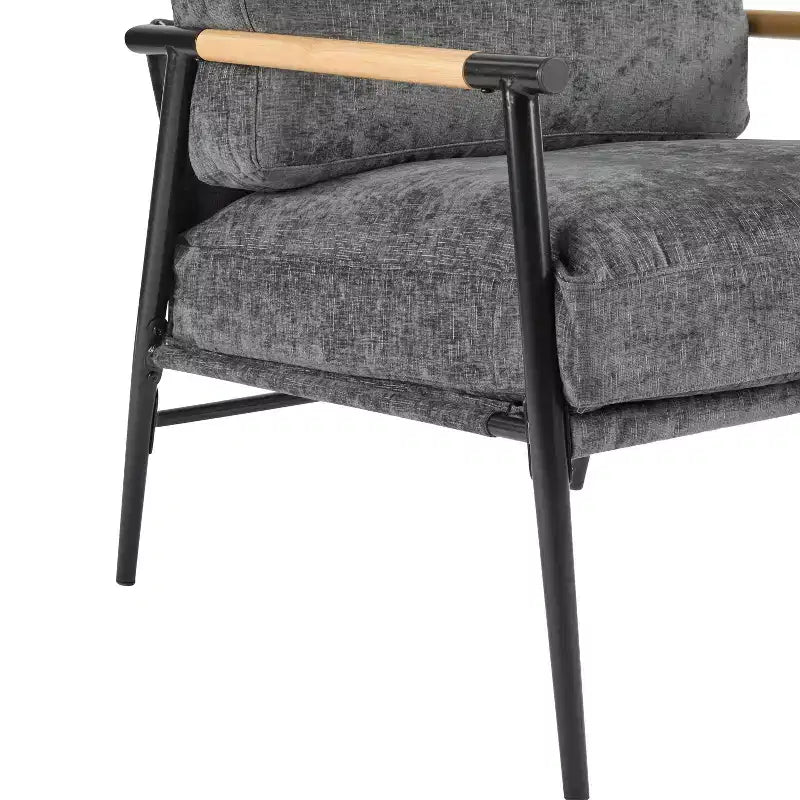 Chaise d'appoint moderne rembourrée en bois et métal
