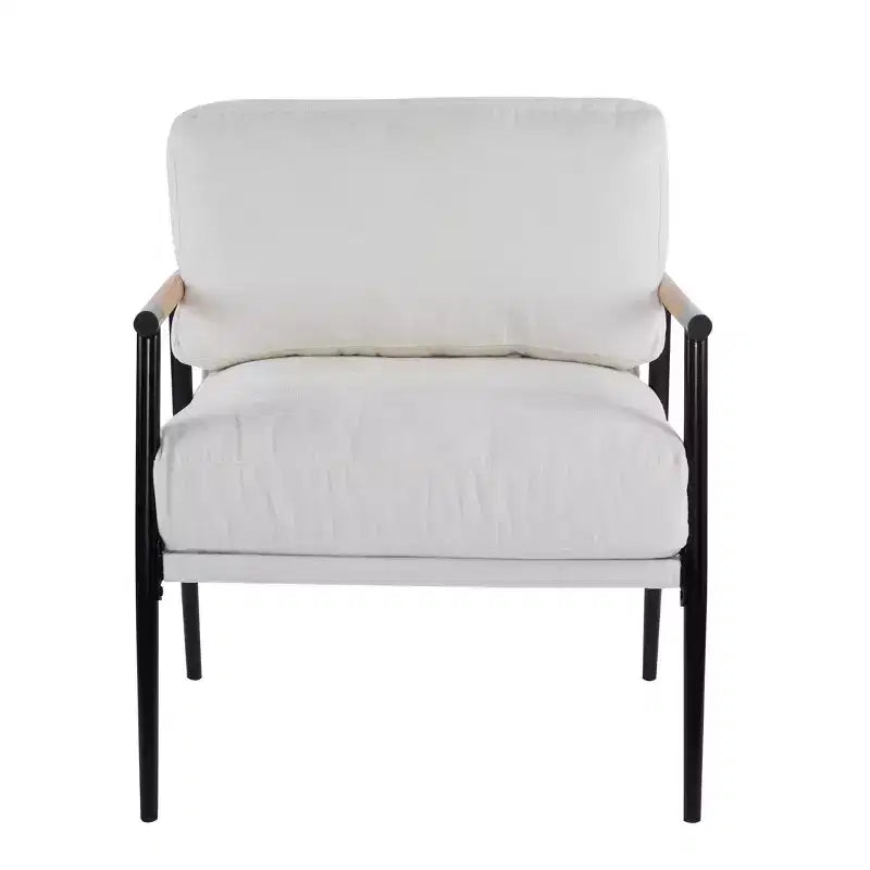 Chaise d'appoint moderne rembourrée en bois et métal