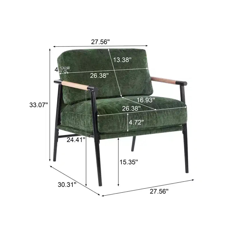 Chaise d'appoint moderne rembourrée en bois et métal