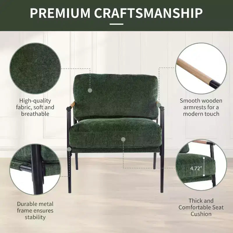 Chaise d'appoint moderne rembourrée en bois et métal