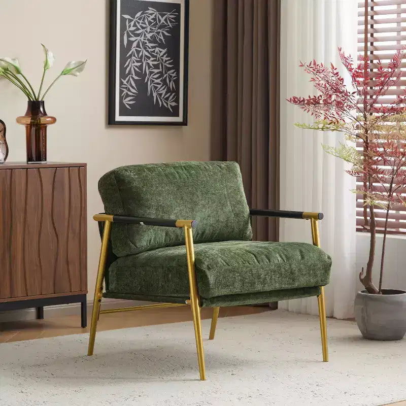 Chaise d'appoint moderne rembourrée en bois et métal