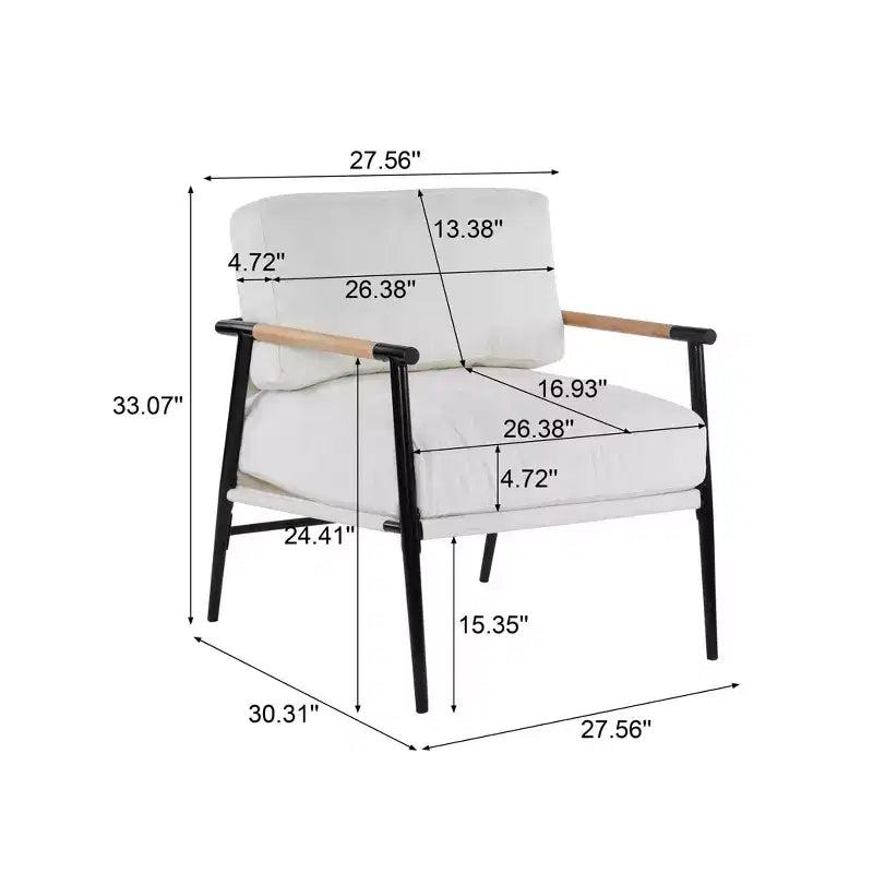 Chaise d'appoint moderne rembourrée en bois et métal