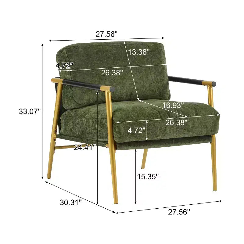 Chaise d'appoint moderne rembourrée en bois et métal