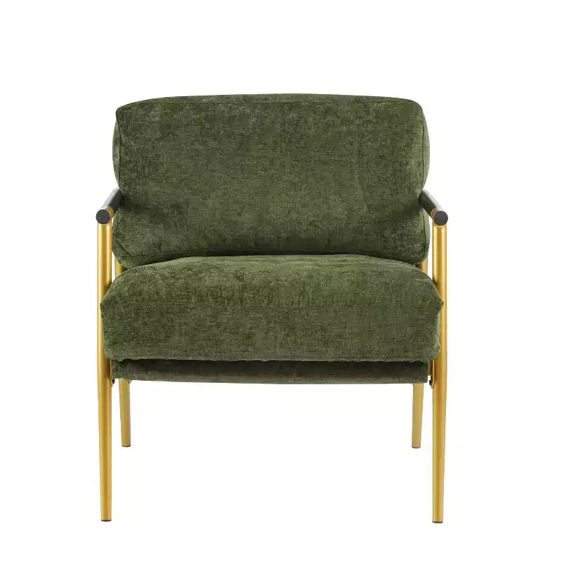 Chaise d'appoint moderne rembourrée en bois et métal