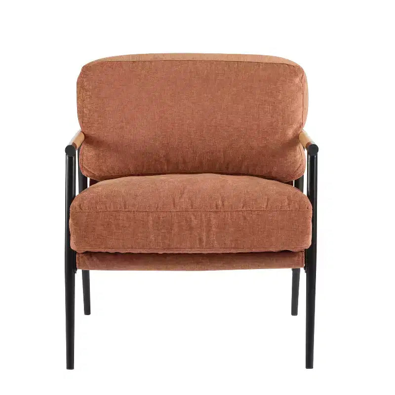 Chaise d'appoint moderne rembourrée en bois et métal