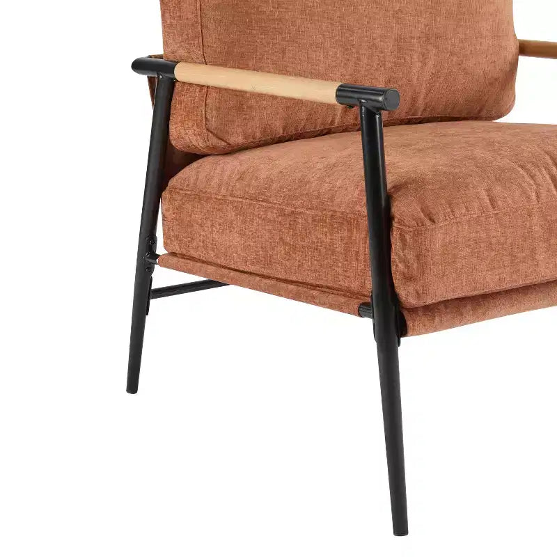 Chaise d'appoint moderne rembourrée en bois et métal