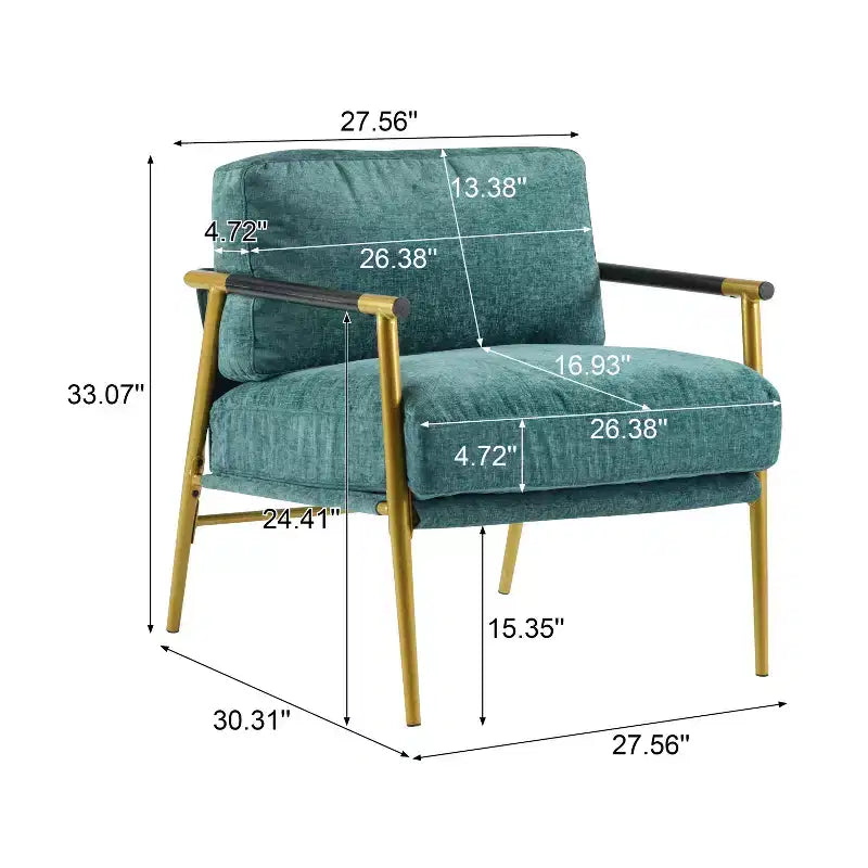Chaise d'appoint moderne rembourrée en bois et métal