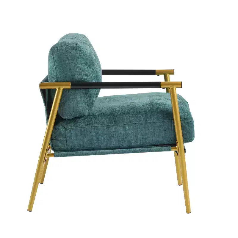 Chaise d'appoint moderne rembourrée en bois et métal