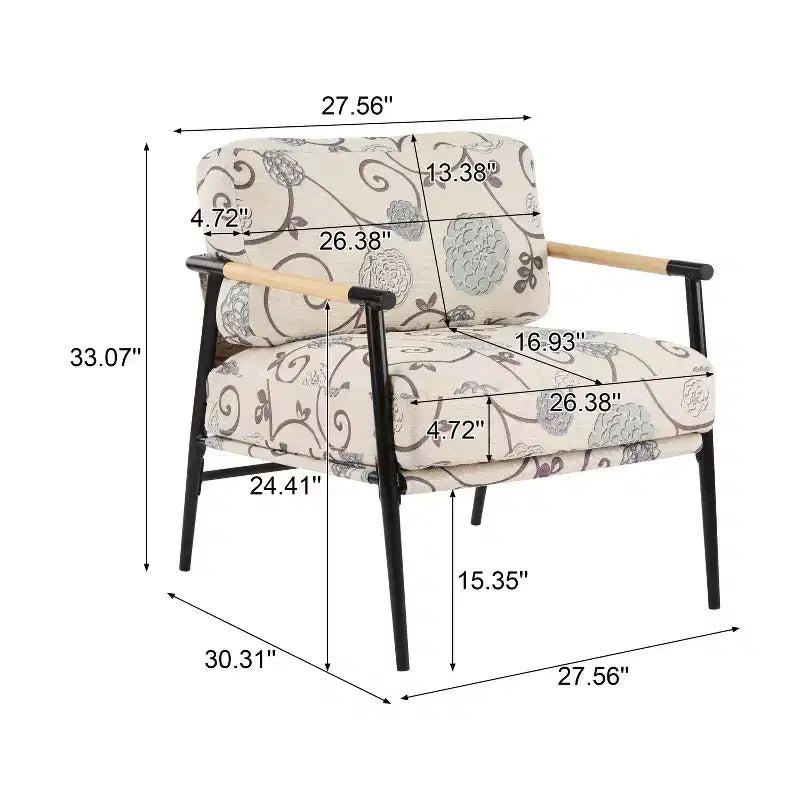 Chaise d'appoint moderne rembourrée en bois et métal