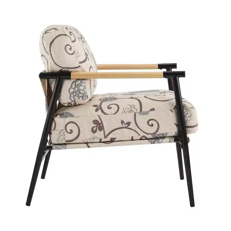 Chaise d'appoint moderne rembourrée en bois et métal