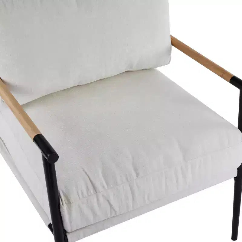 Chaise d'appoint moderne rembourrée en bois et métal