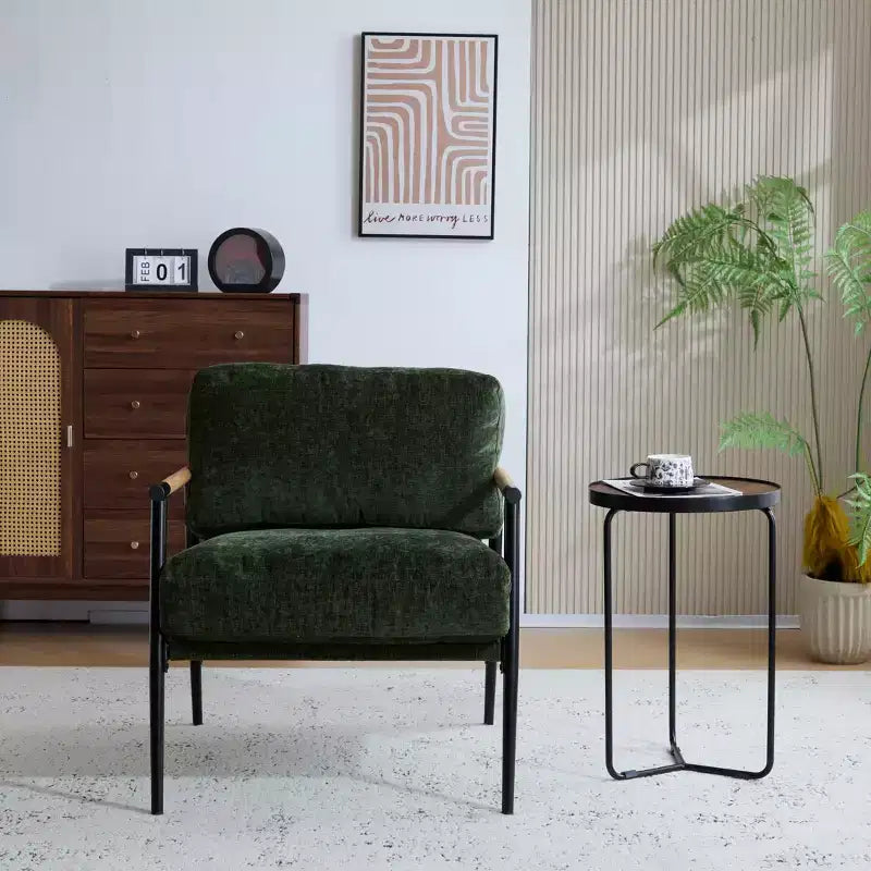 Chaise d'appoint moderne rembourrée en bois et métal