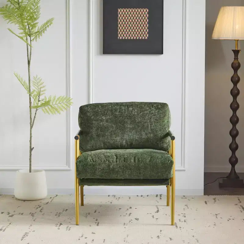 Chaise d'appoint moderne rembourrée en bois et métal