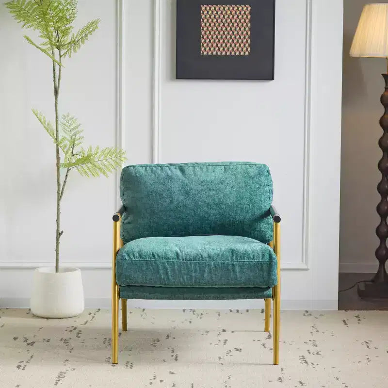 Chaise d'appoint moderne rembourrée en bois et métal
