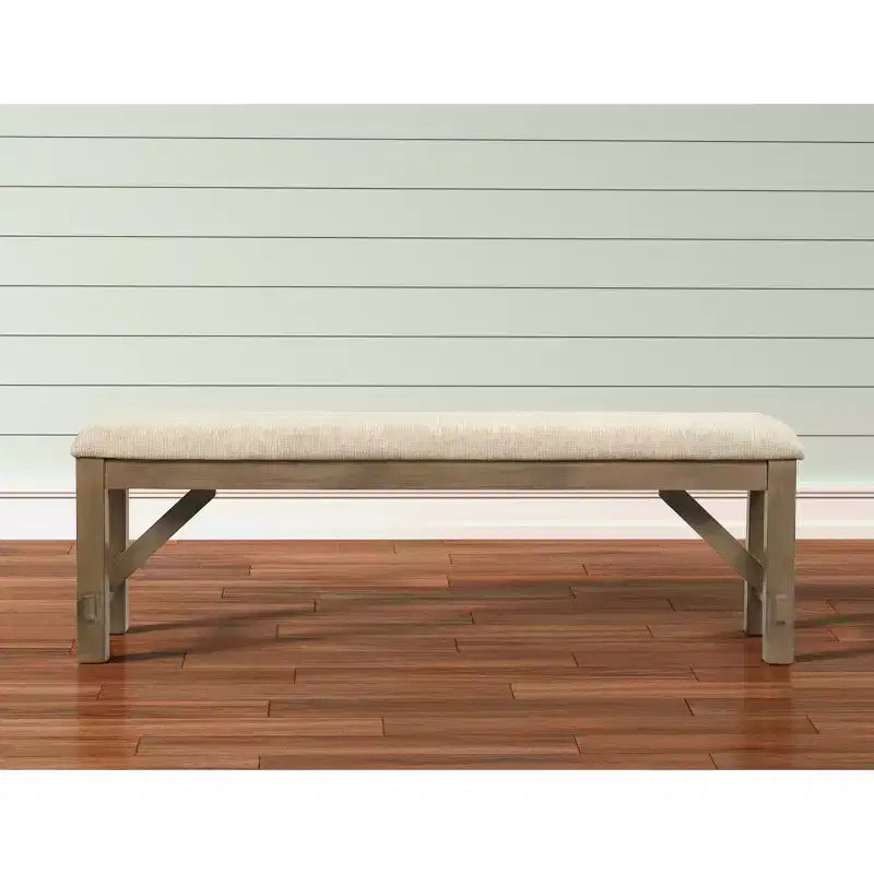 Banc de salle à manger tapissé en bois et tissu