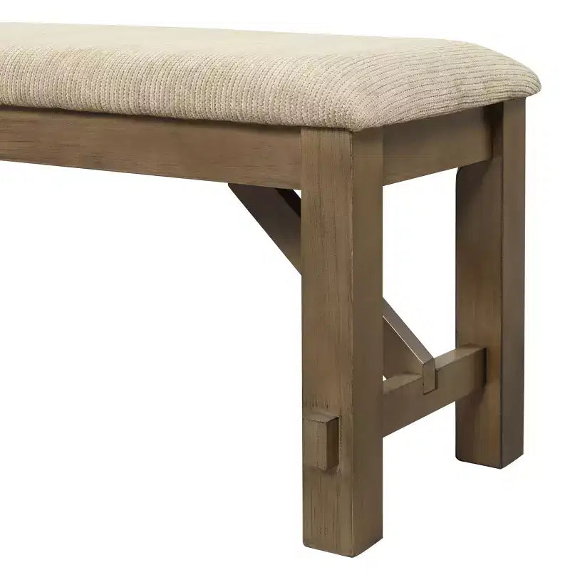 Banc de salle à manger tapissé en bois et tissu