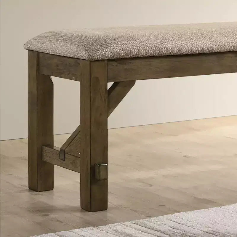 Banc de salle à manger tapissé en bois et tissu