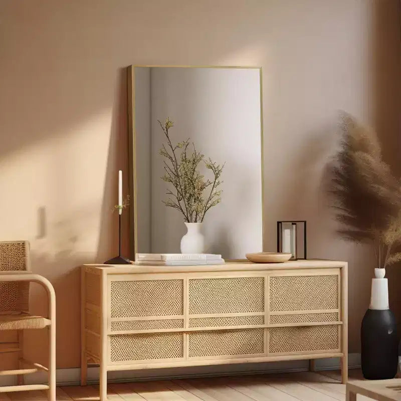 Miroir mural arche pour salle de bain et coiffeuse, 60x90 cm, suspension verticale ou horizontale