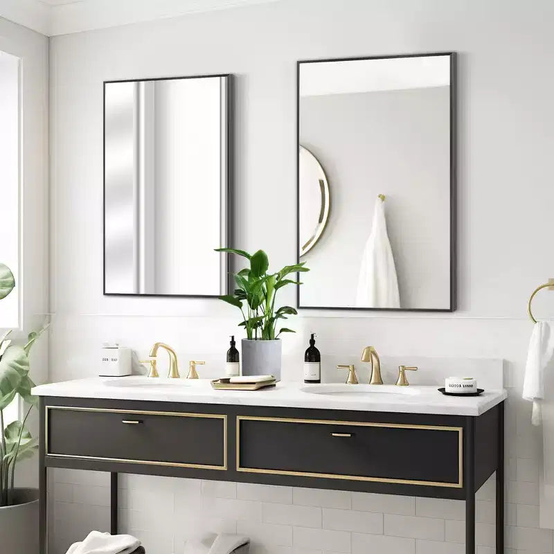 Miroir mural arche pour salle de bain et coiffeuse, 60x90 cm, suspension verticale ou horizontale