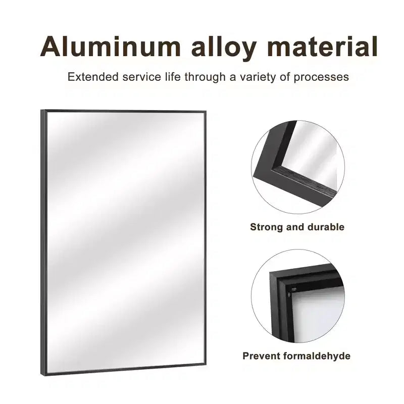 Miroir mural arche pour salle de bain et coiffeuse, 60x90 cm, suspension verticale ou horizontale