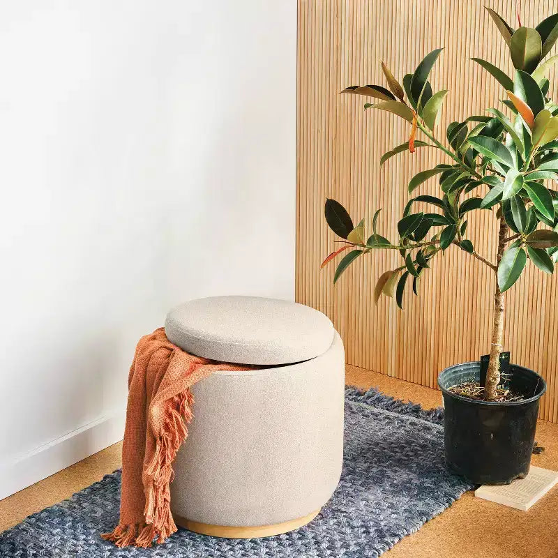 Pouf de rangement rond rembourré