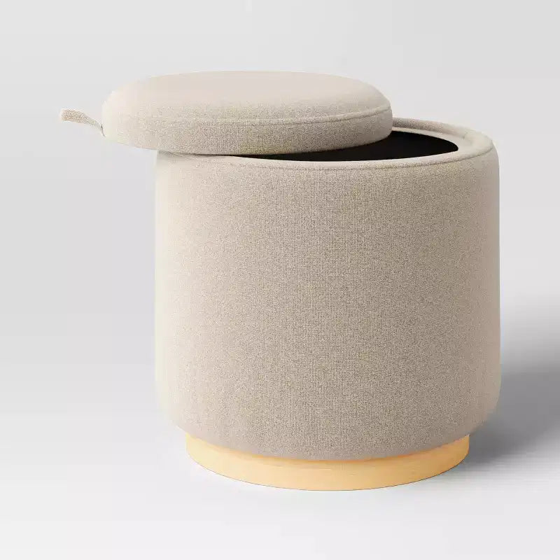 Pouf de rangement rond rembourré