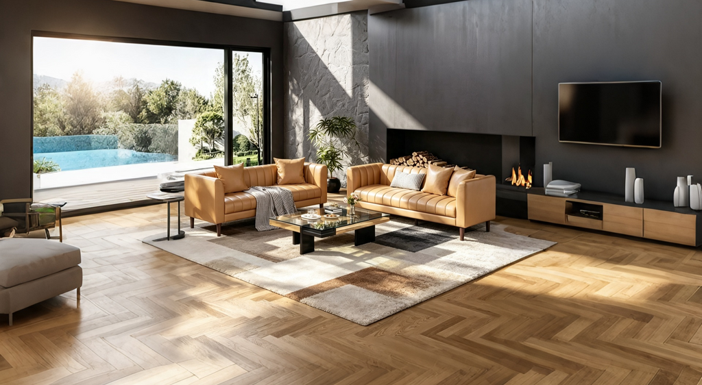Canapé moderne 3 places en similicuir de 198 cm avec assise profonde, coussins décoratifs et pieds en bois
